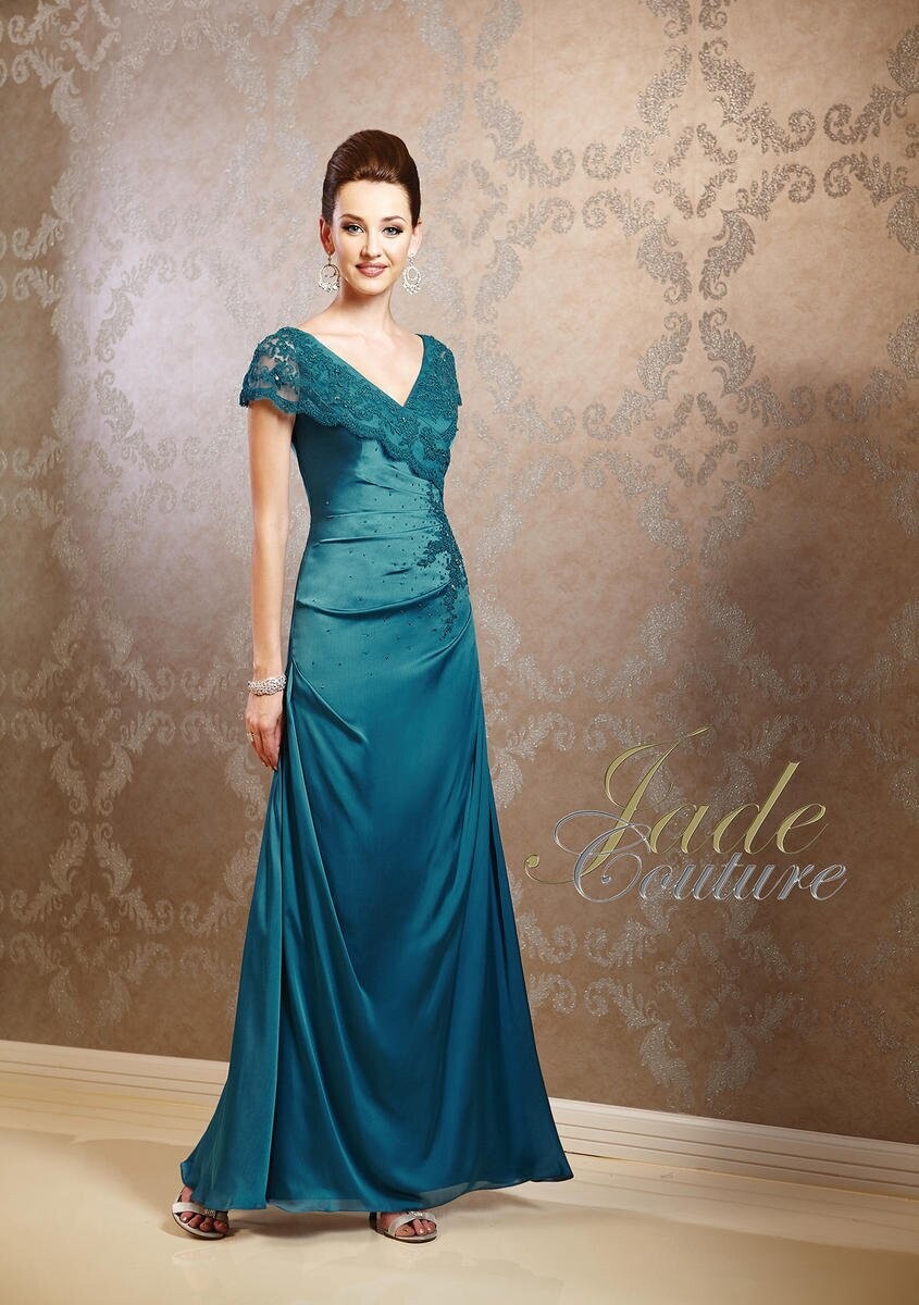 Jade Couture Mother of the Bride Dress K158008 Teal Size 12