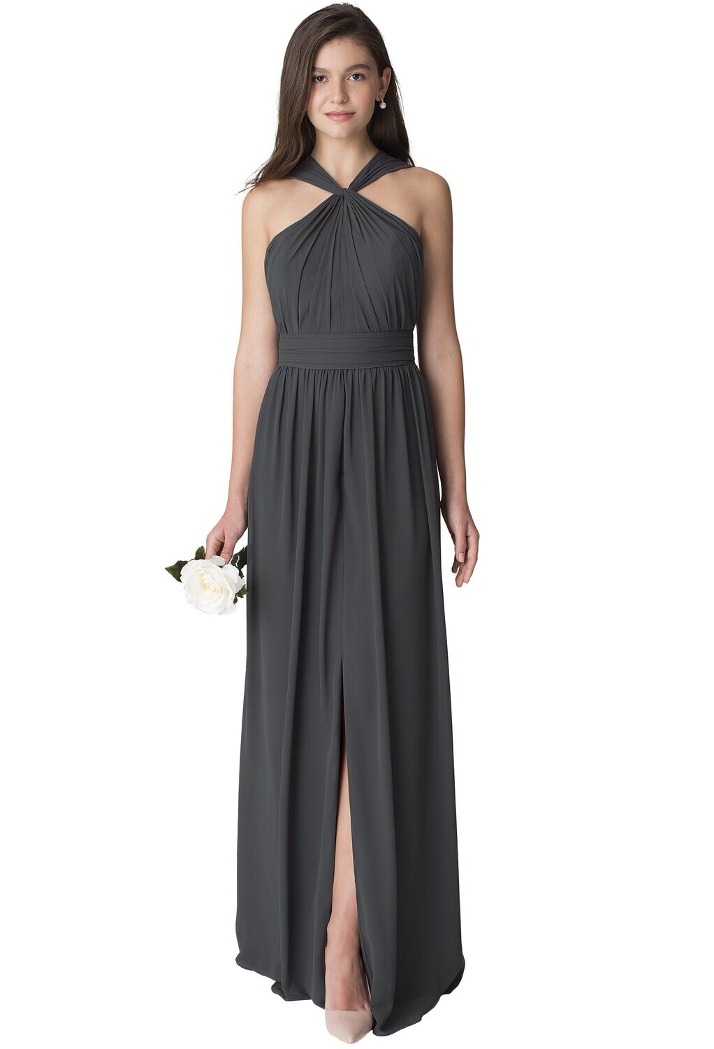 Bill Levkoff Bridesmaid Dress 1274 Charcoal Size 10