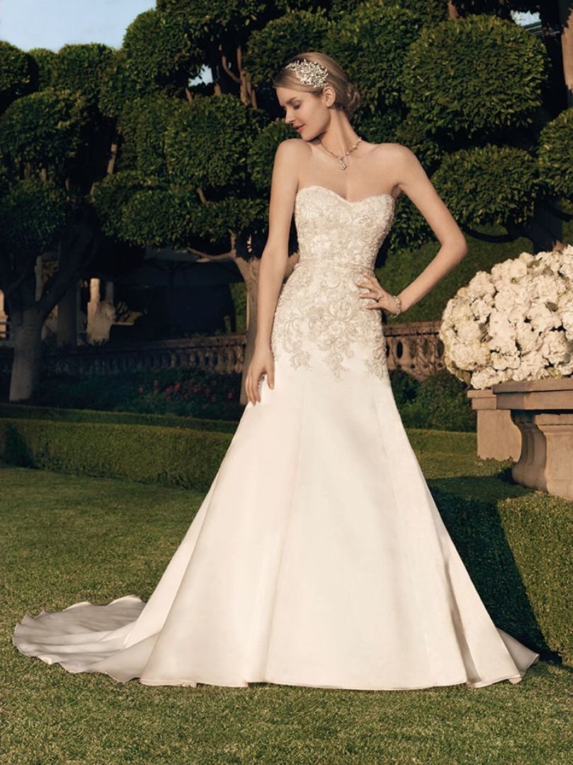 Casablanca Dress 2166 Ivory/Champagne/Silver Size 12