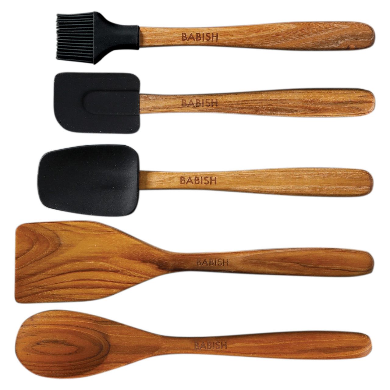 Babish 5-Piece Wood &amp; Silicone Kitchen Tool Set