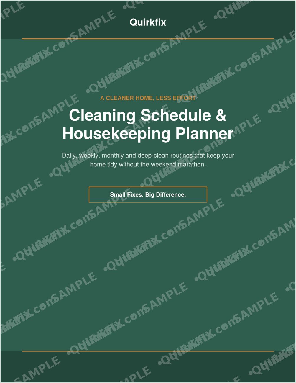 Cleaning Schedule &amp; Housekeeping Planner — Printable &amp; Fillable (Instant Download)