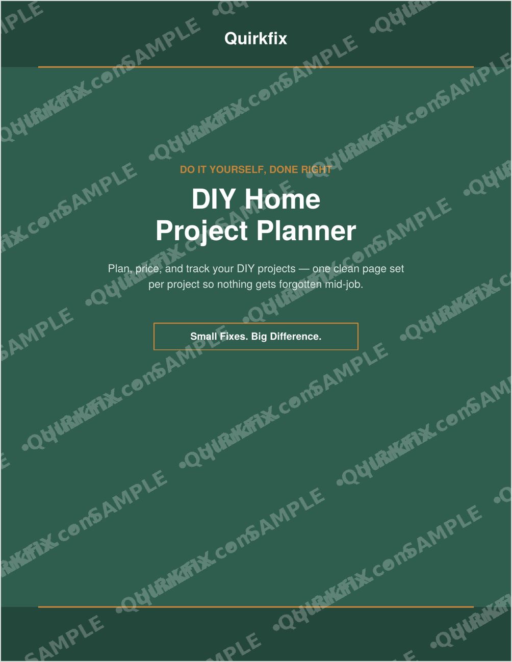 DIY Home Project Planner — Printable &amp; Fillable (Instant Download)