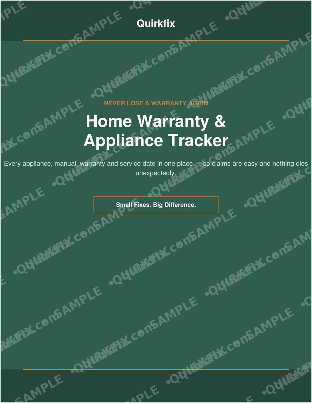 Home Warranty &amp; Appliance Tracker — Printable &amp; Fillable (Instant Download)