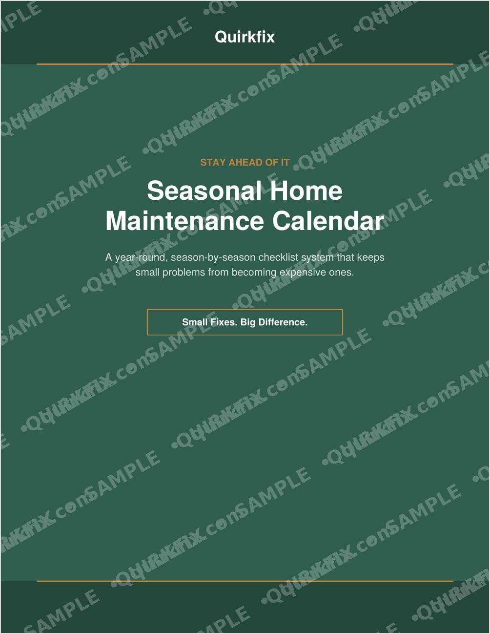 Seasonal Home Maintenance Calendar — Printable &amp; Fillable (Instant Download)