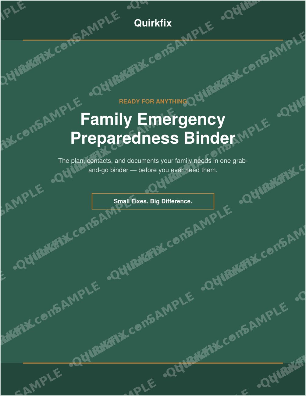 Family Emergency Preparedness Binder — Printable &amp; Fillable (Instant Download)