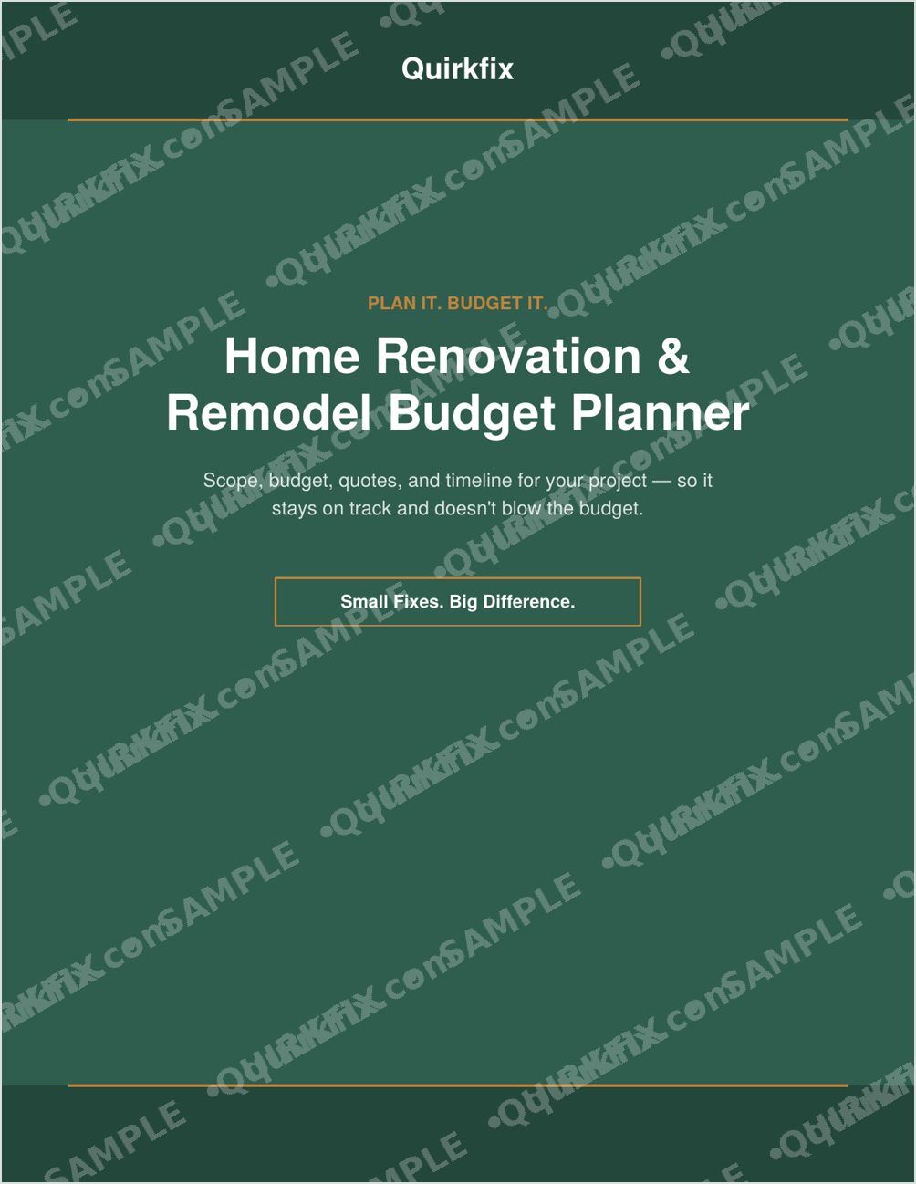 Home Renovation &amp; Remodel Budget Planner — Printable &amp; Fillable (Instant Download)