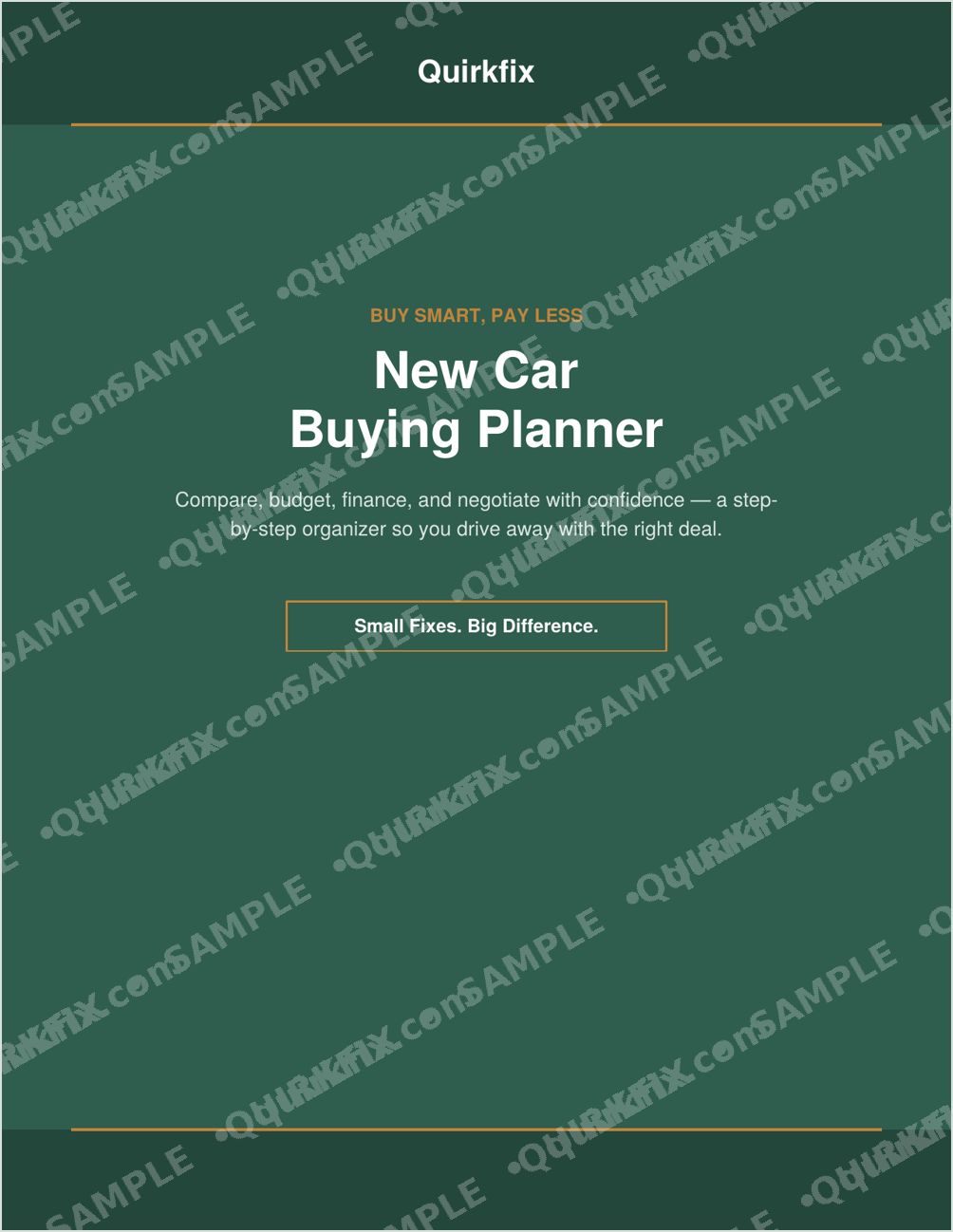 New Car Buying Planner — Printable &amp; Fillable (Instant Download)
