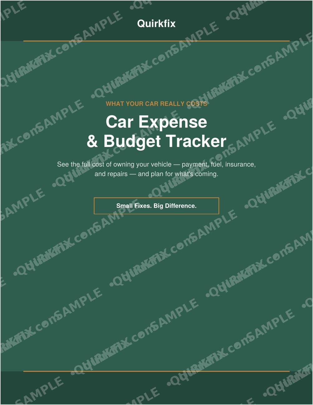Car Expense &amp; Budget Tracker — Printable &amp; Fillable (Instant Download)