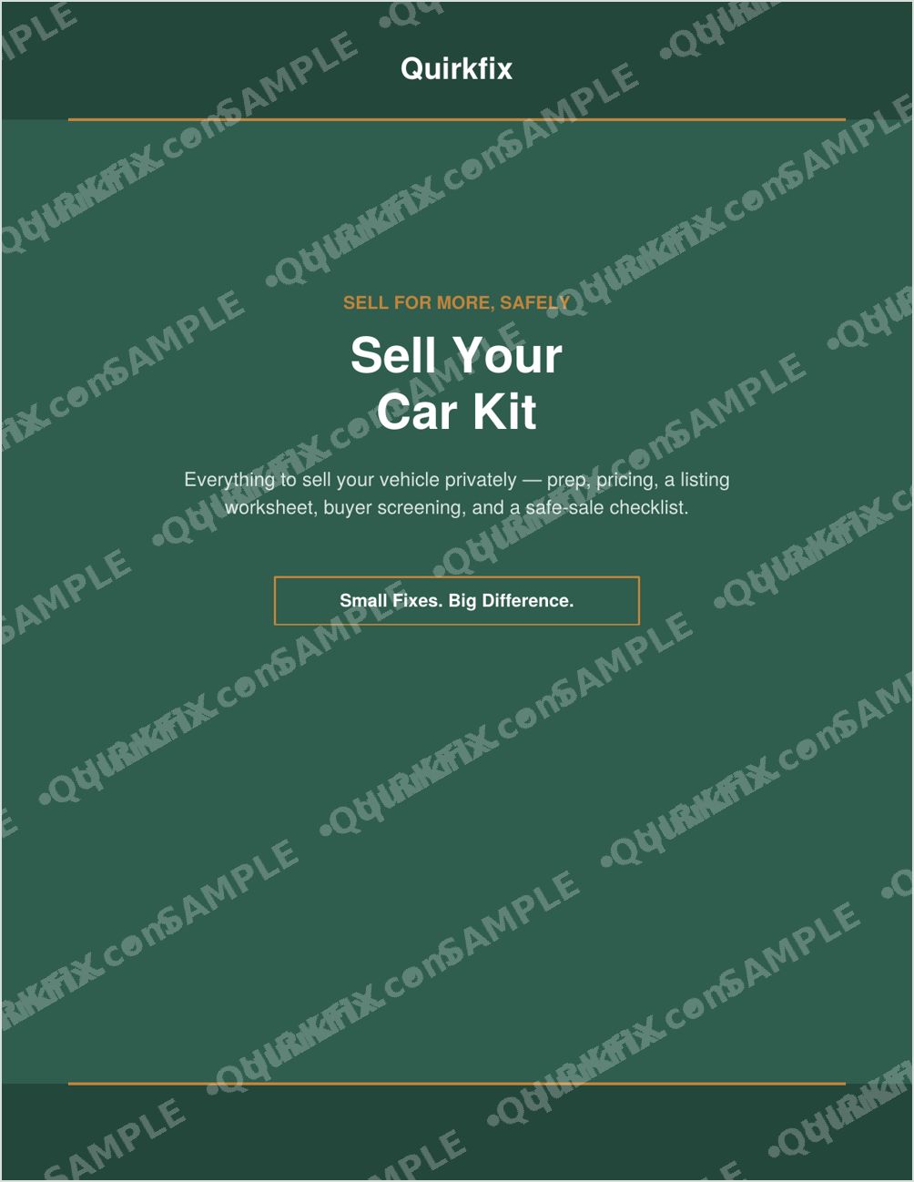 Sell Your Car Kit — Printable &amp; Fillable (Instant Download)