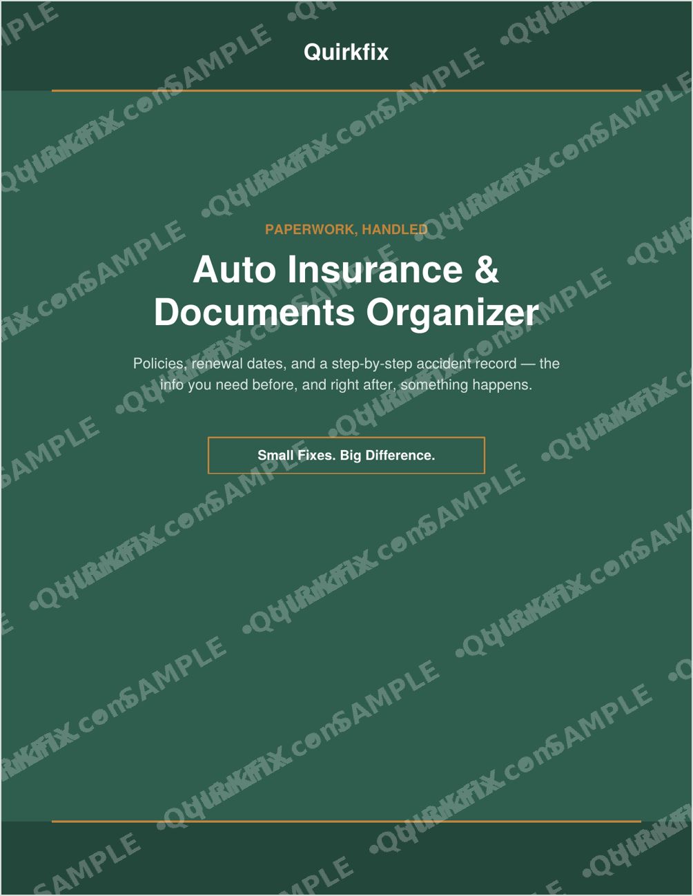 Auto Insurance &amp; Documents Organizer — Printable &amp; Fillable (Instant Download)