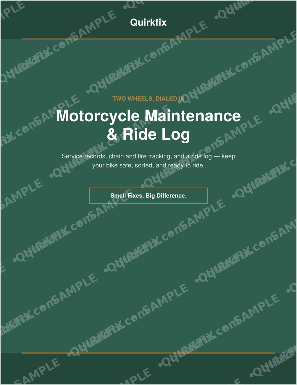 Motorcycle Maintenance &amp; Ride Log — Printable &amp; Fillable (Instant Download)