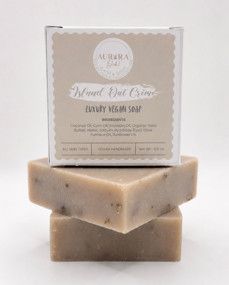 Island Oat Crème | Luxury Handmade Vegan Oatmeal Exfoliating Body Bath Soap Bar