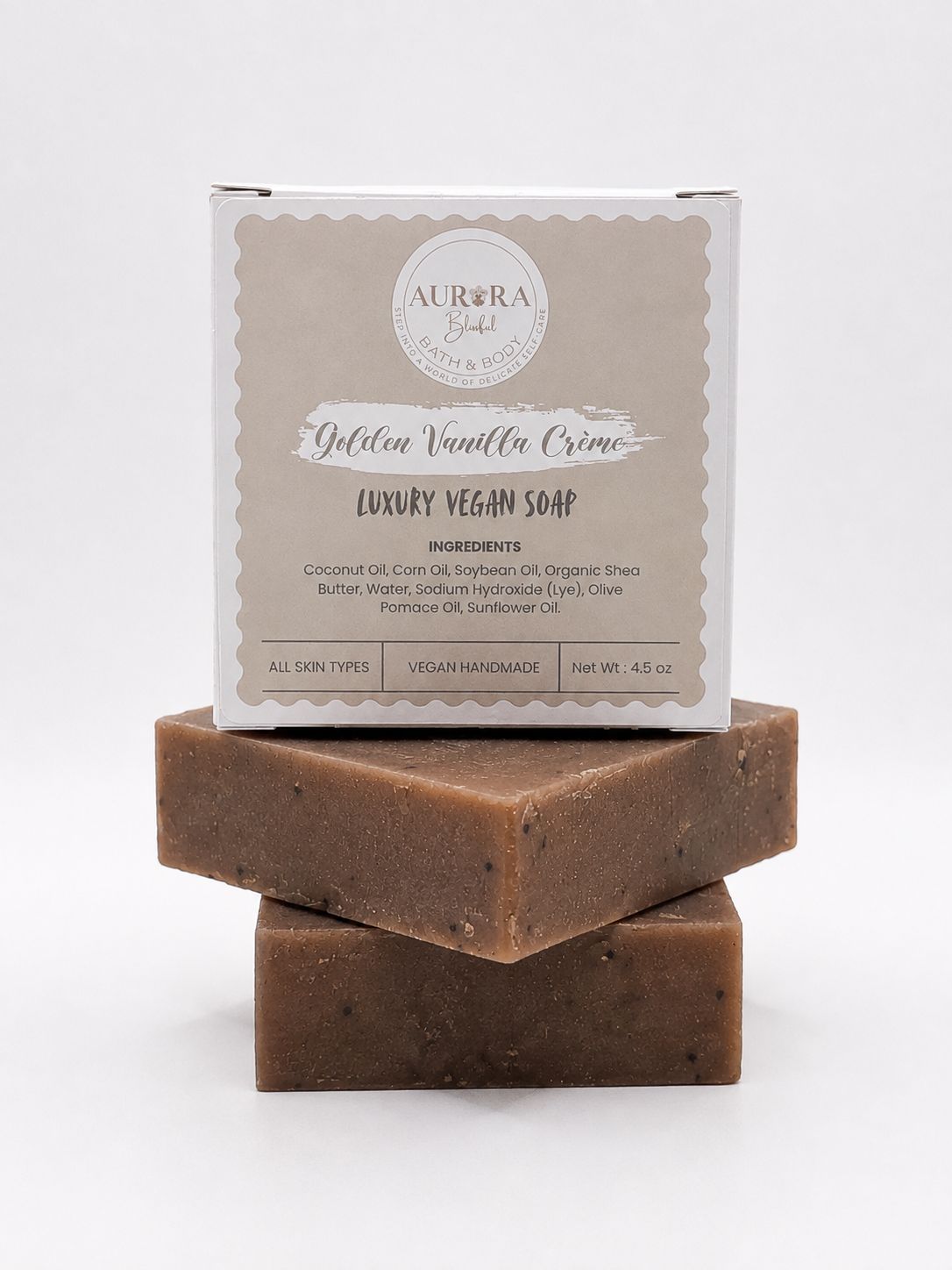 Golden Vanilla Crème | Luxury Handmade Vegan Vanilla bath body Soap bar