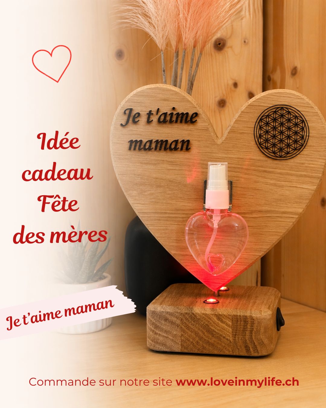Cœur d’harmonie – Édition Spéciale « Je t’aime Maman » – Décoration Artisanale &amp; Idée Cadeau