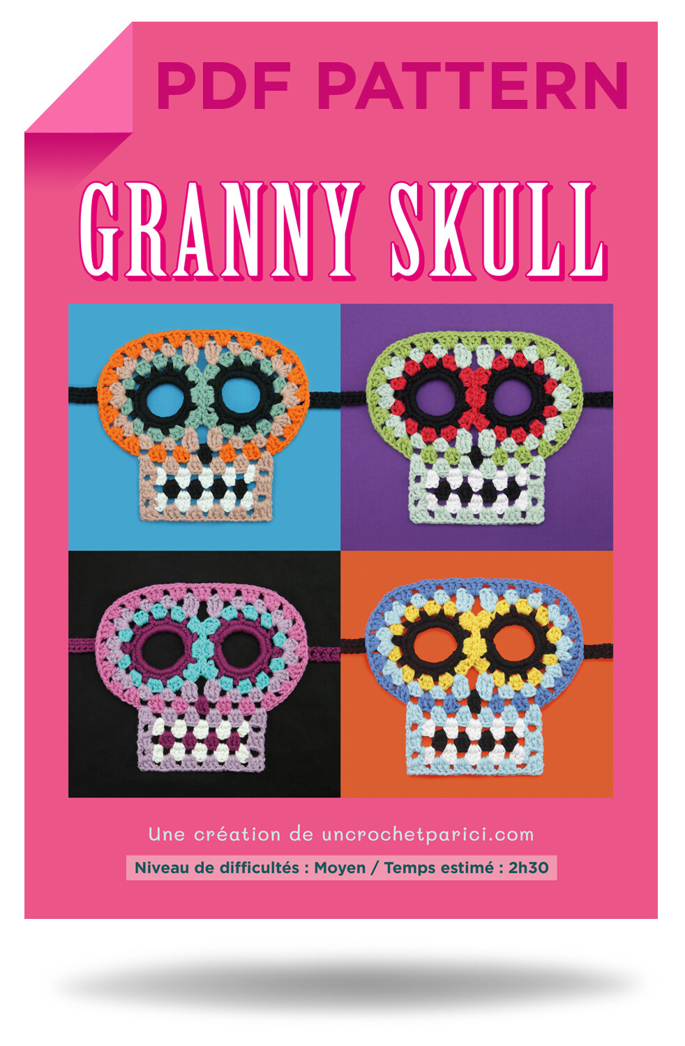 Patron Crochet Granny Skull (Fr+En)