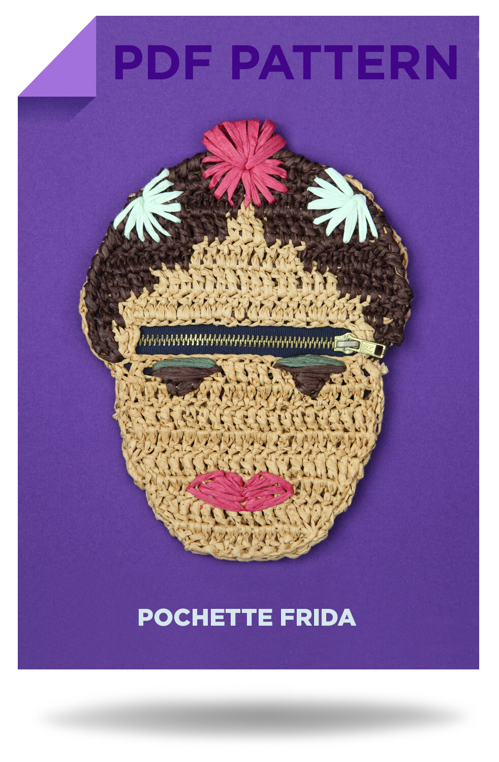 Patron Crochet Pochette Frida au crochet en raphia