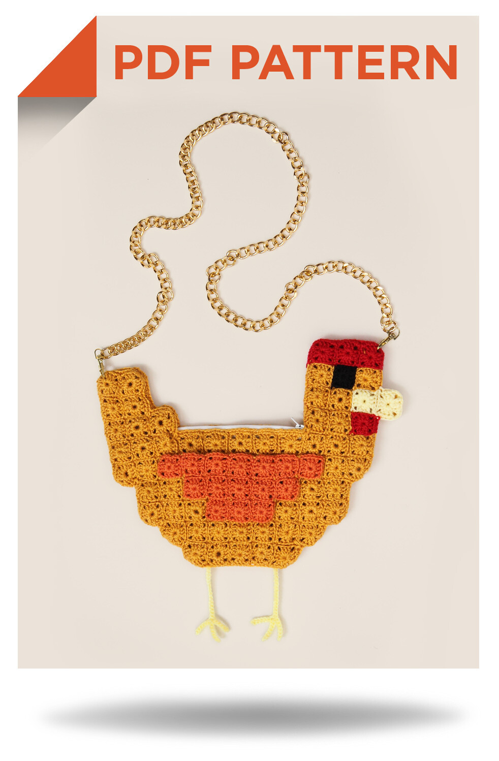 Patron Crochet sac poule pixelisé