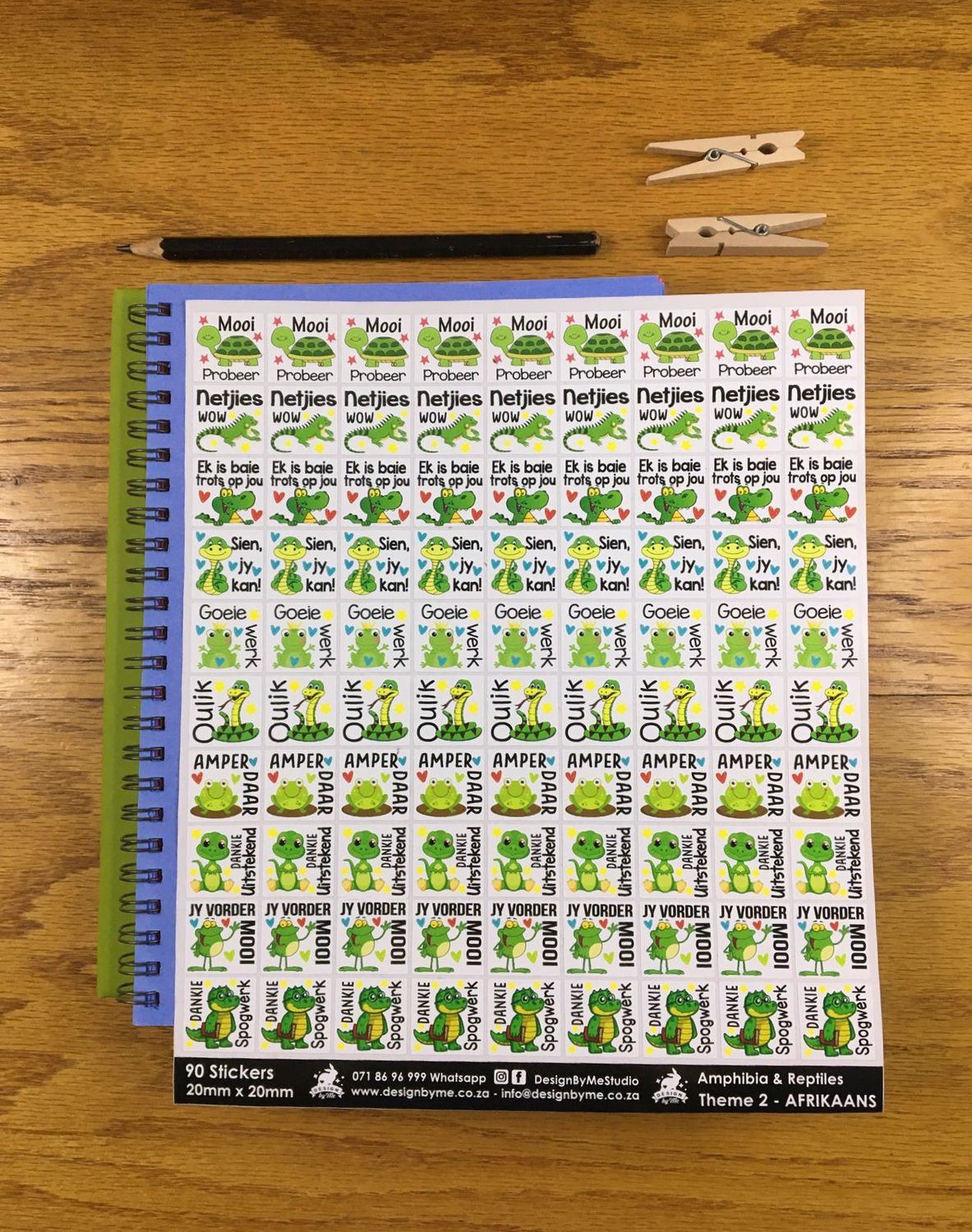 Amphibia and Reptiles Theme 2 Reward Stickers - Afrikaans