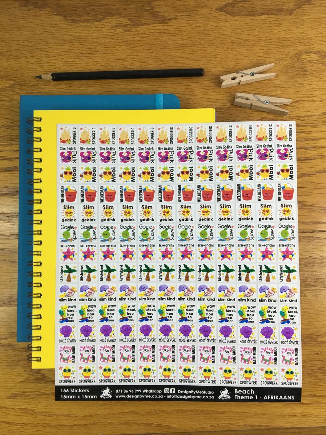 Beach Theme 1 Reward Stickers - Afrikaans