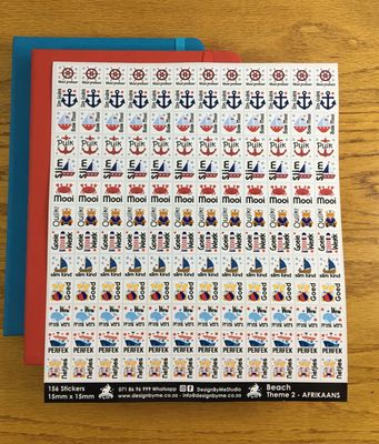 Beach Theme 2 Reward Stickers - Afrikaans