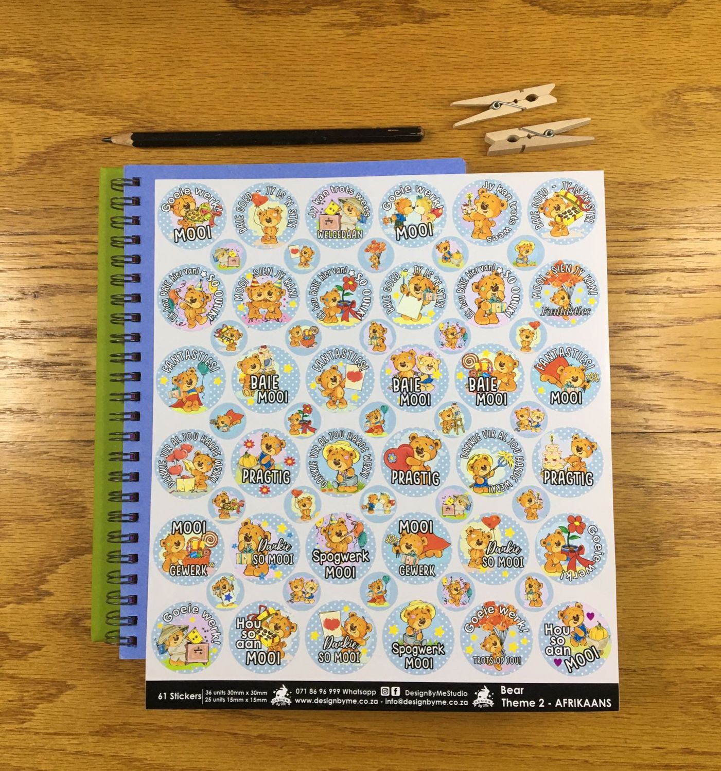 Bear Theme 2 Reward Stickers - Afrikaans