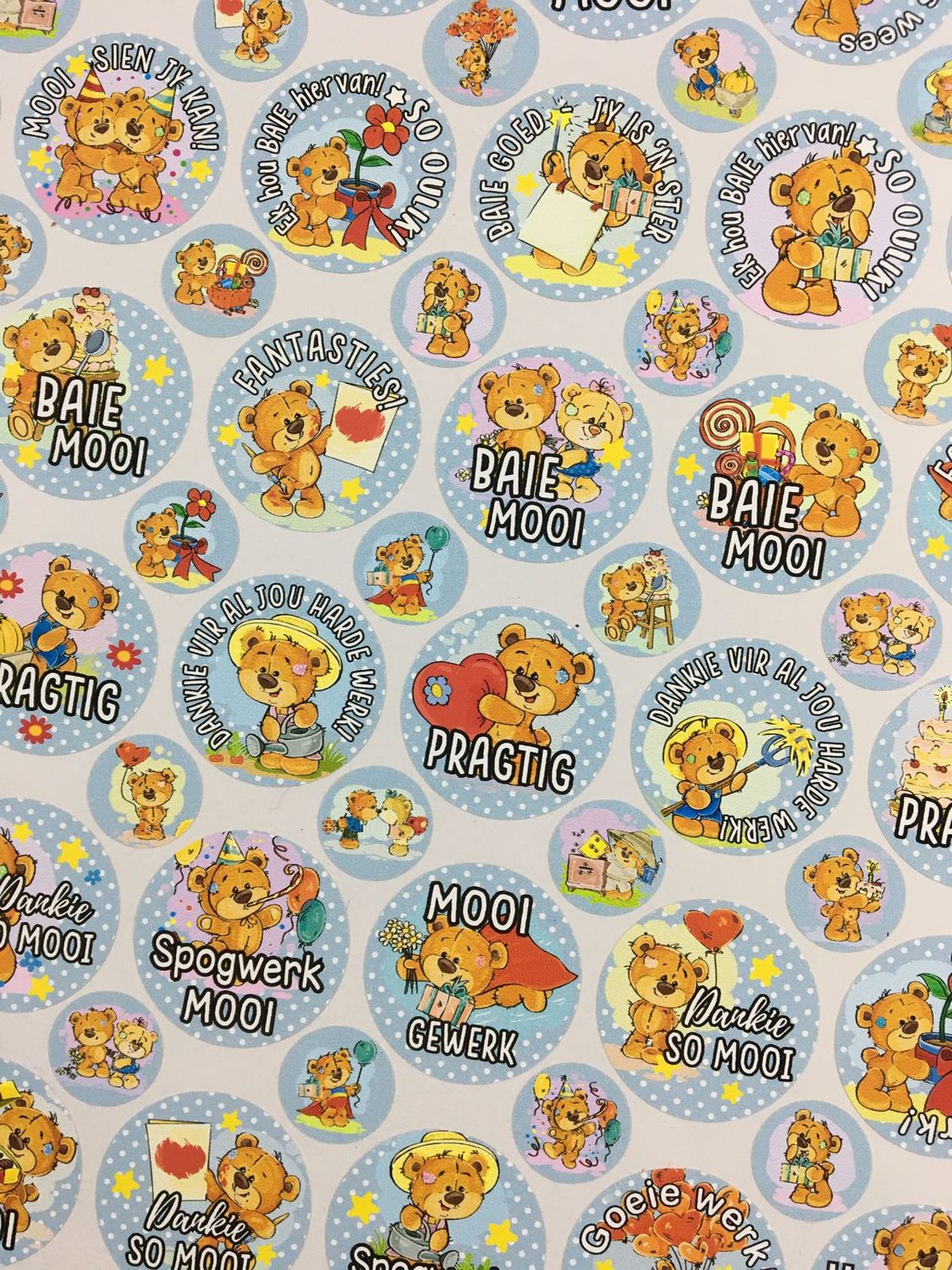 Bear Theme 2 Reward Stickers - Afrikaans