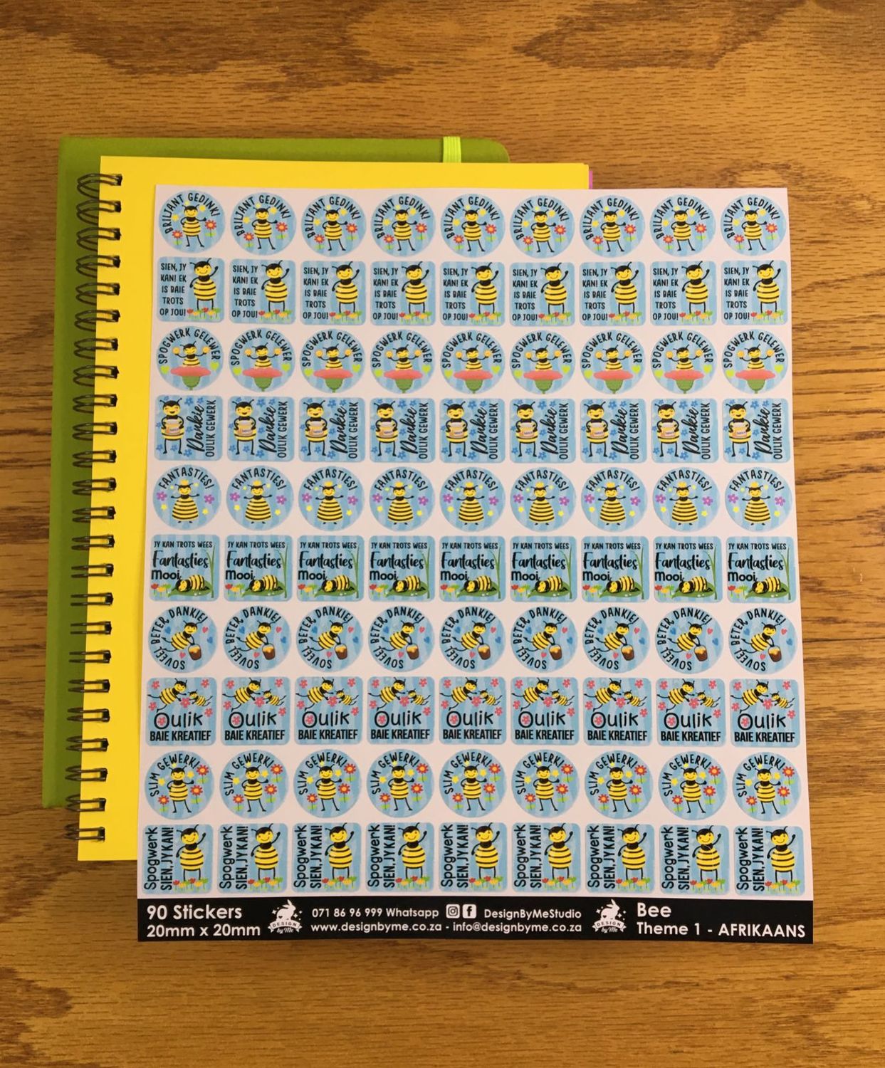 Bee Theme 1 Reward Stickers - Afrikaans