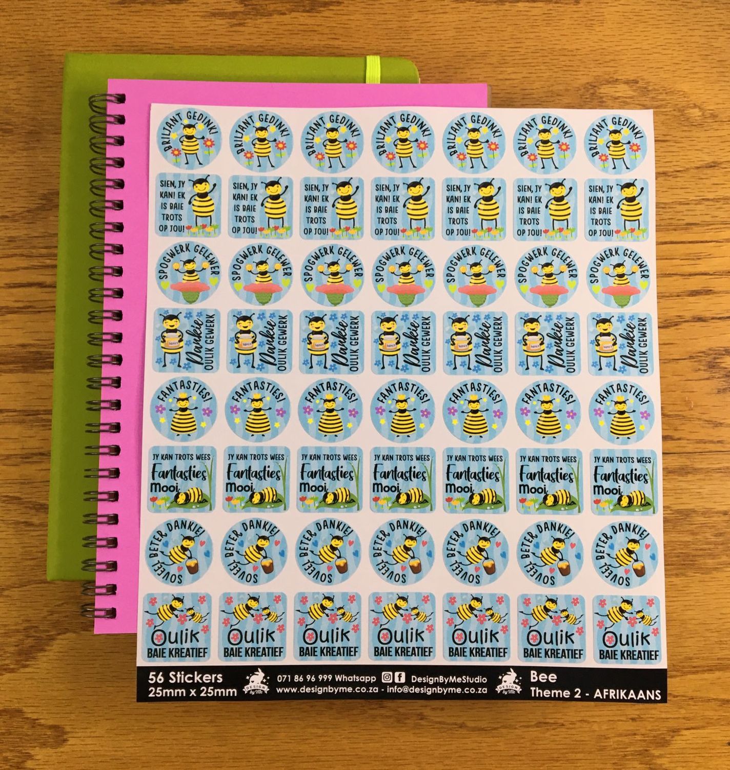 Bee Theme 2 Reward Stickers - Afrikaans
