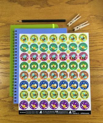 Bee Theme 3 Reward Stickers - Afrikaans