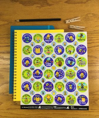 Bee Theme 5 Reward Stickers - Afrikaans