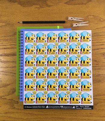 Bee Theme 4 Reward Stickers - Afrikaans