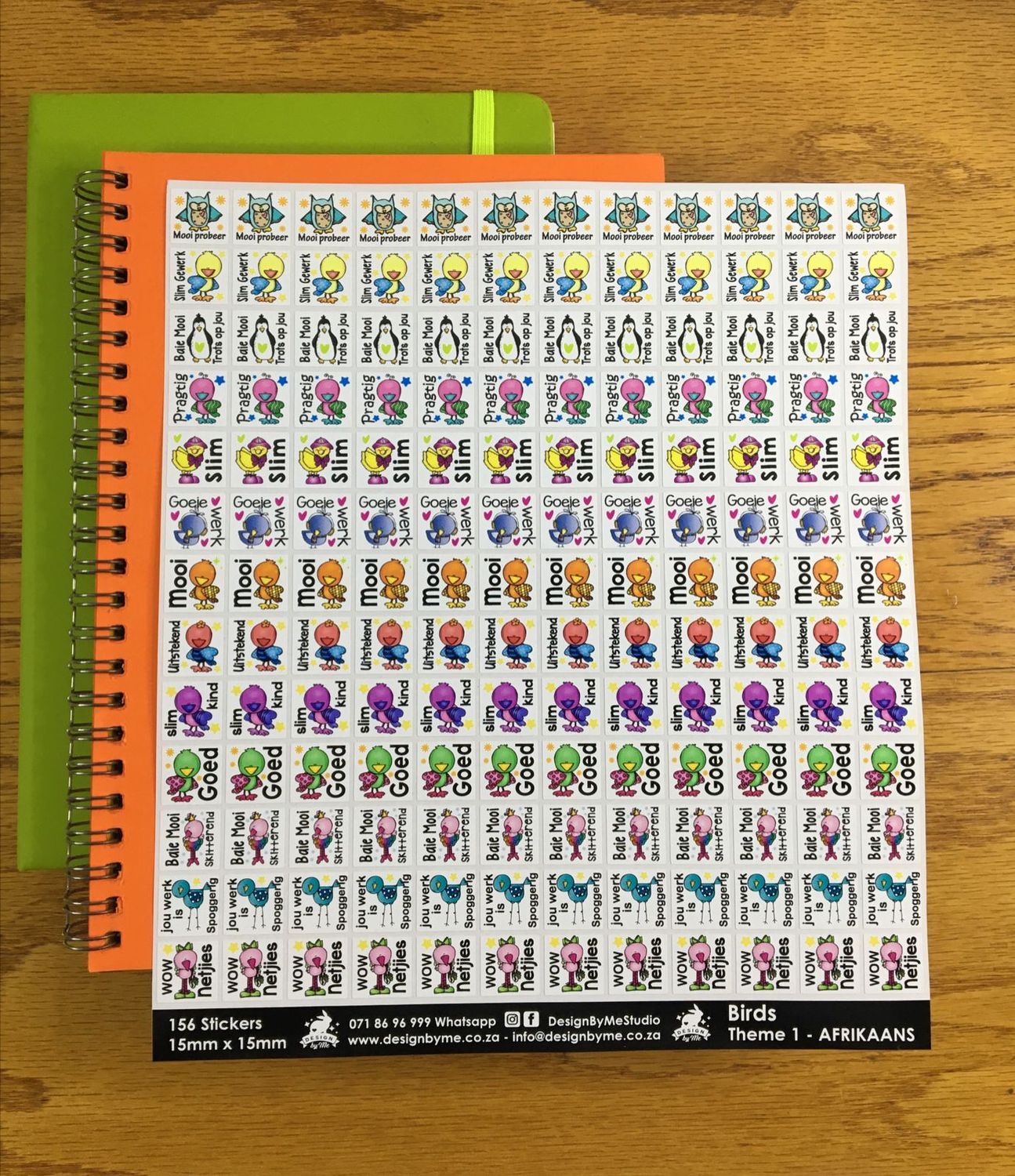 Birds Theme 1 Reward Stickers - Afrikaans