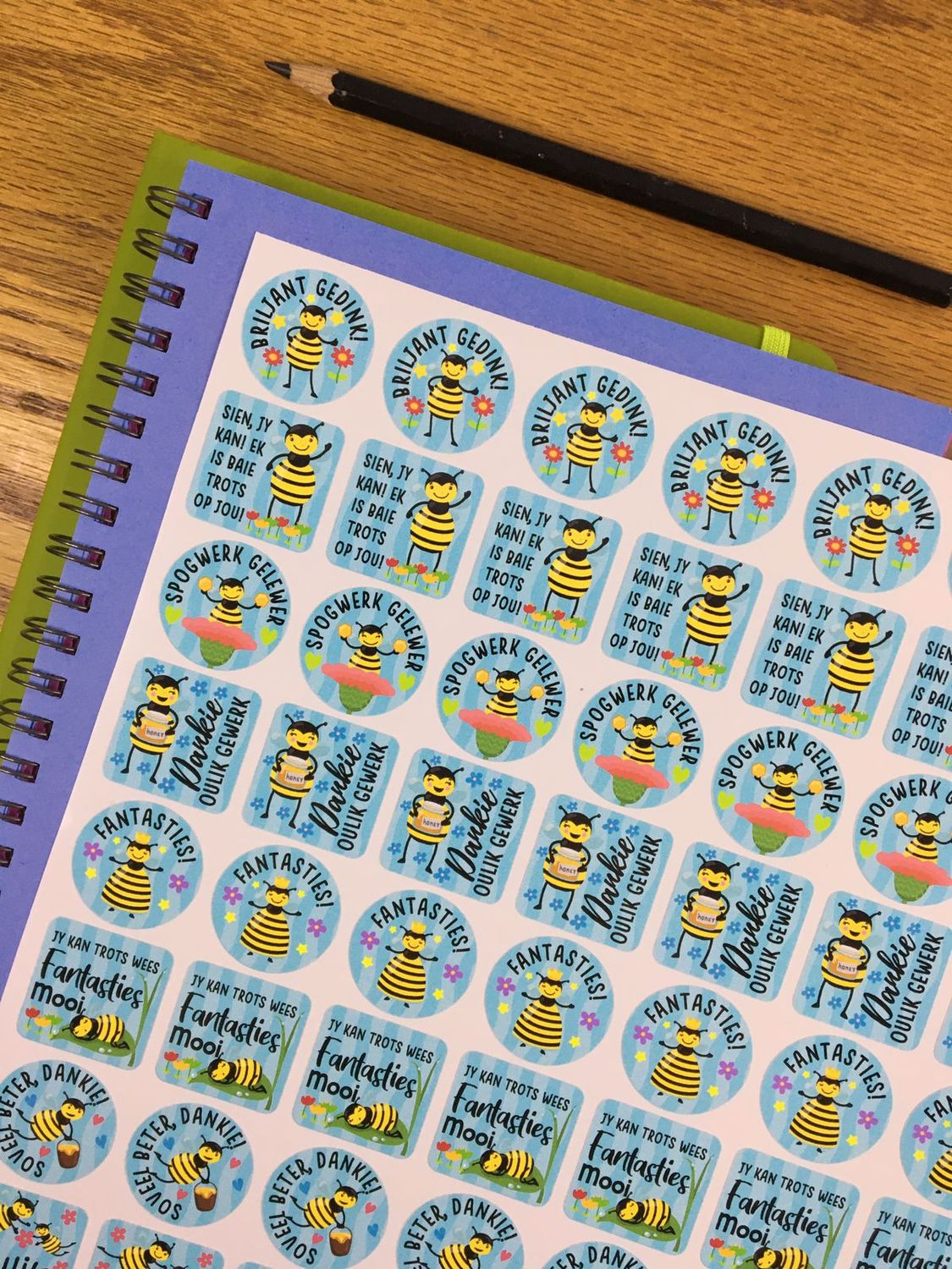 Bee Theme 2 Reward Stickers - Afrikaans