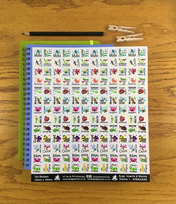 Bugs, Insects and Worms Theme 1 Reward Stickers  - Afrikaans