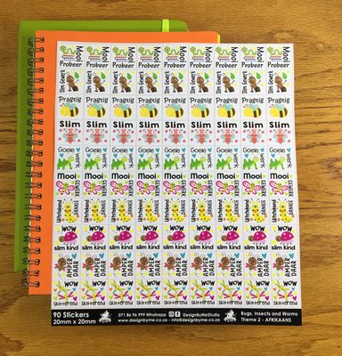 Bugs, Insects and Worms Theme 2 Reward Stickers - Afrikaans