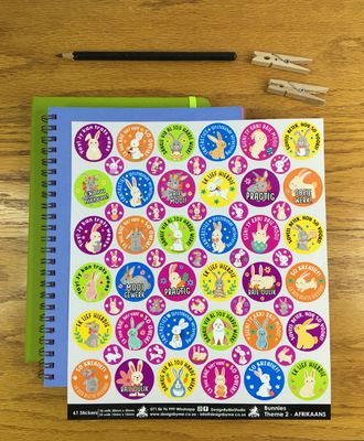 Bunnies Theme 2 Reward Stickers - Afrikaans