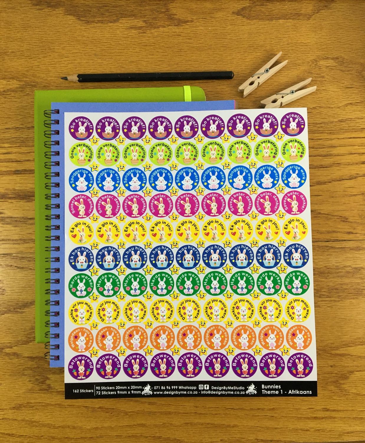 Bunnies Theme 1 Reward Stickers - Afrikaans