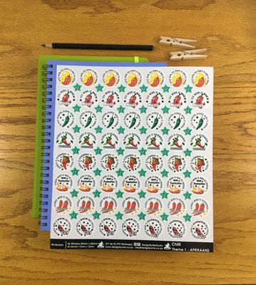 Chilli Theme 1 Reward Stickers - Afrikaans Chilli Theme 1 Reward Stickers - Afrikaans