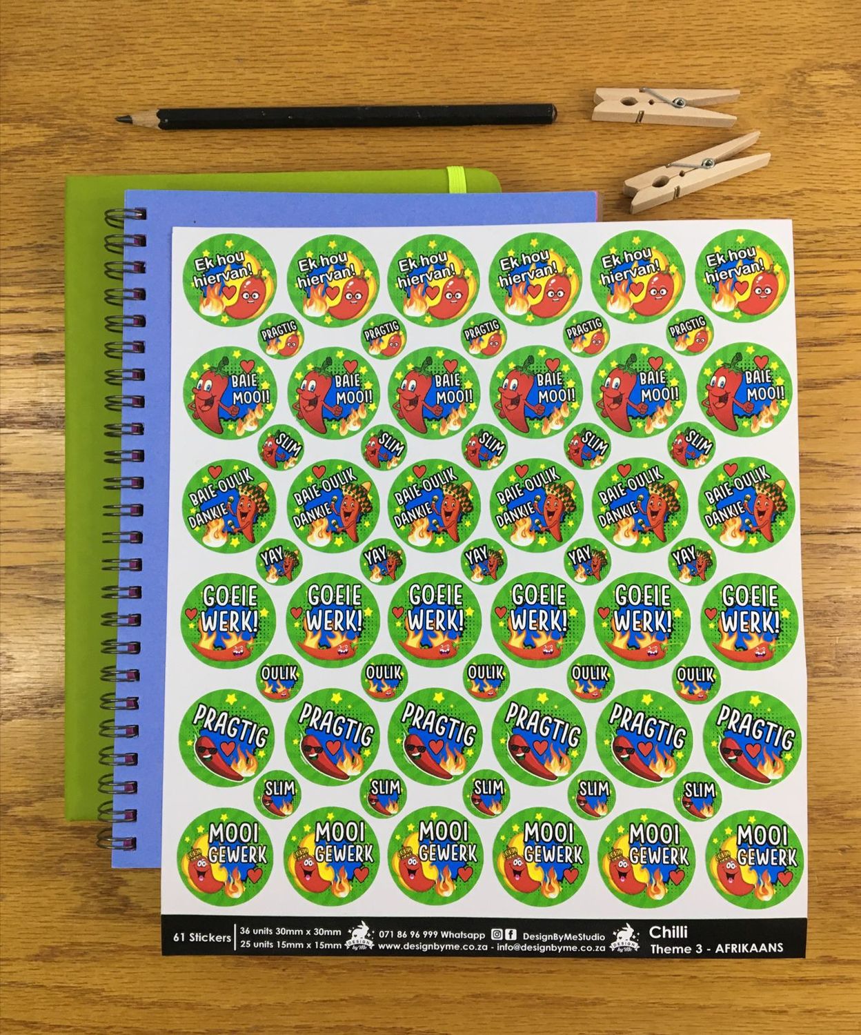 Chilli Theme 3 Reward Stickers - Afrikaans
