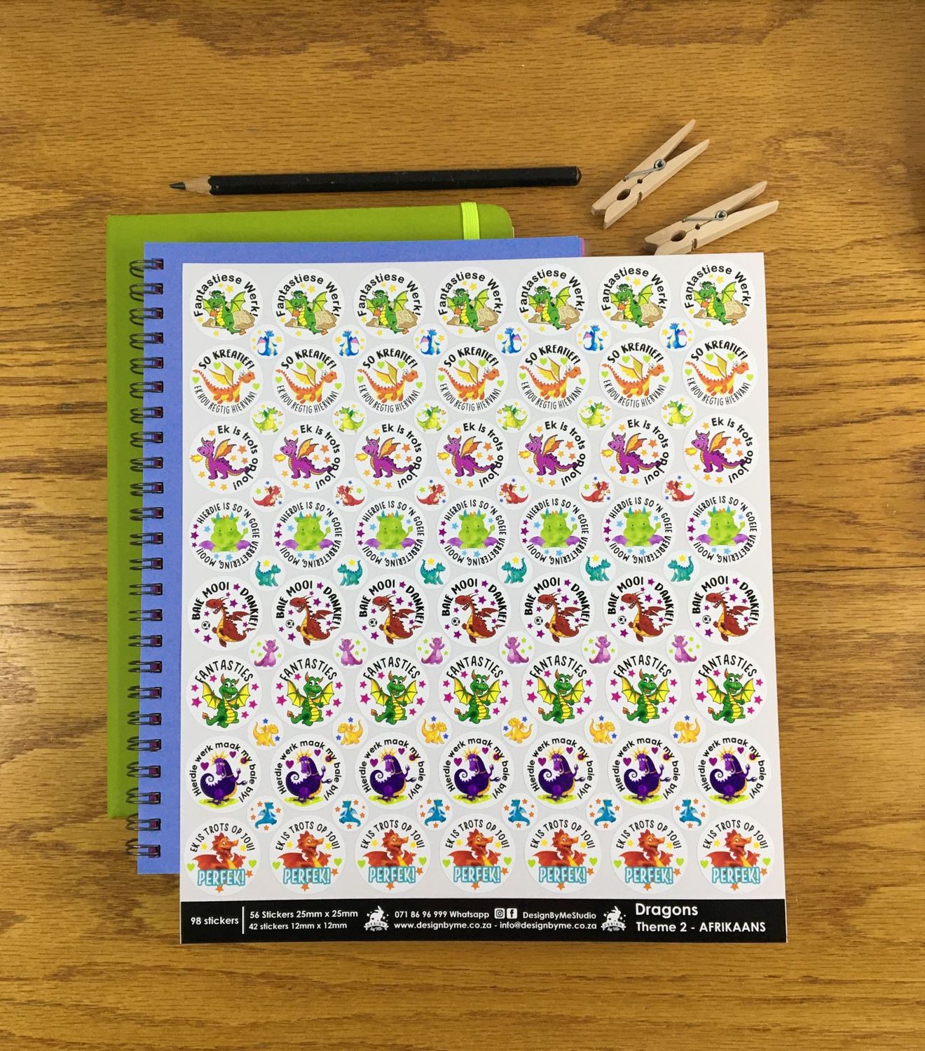 Dragons Theme 2 Reward Stickers - Afrikaans