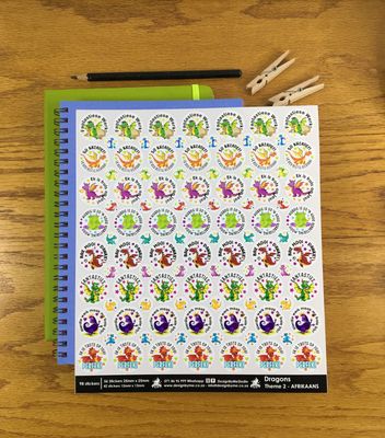 Dragons Theme 2 Reward Stickers - Afrikaans