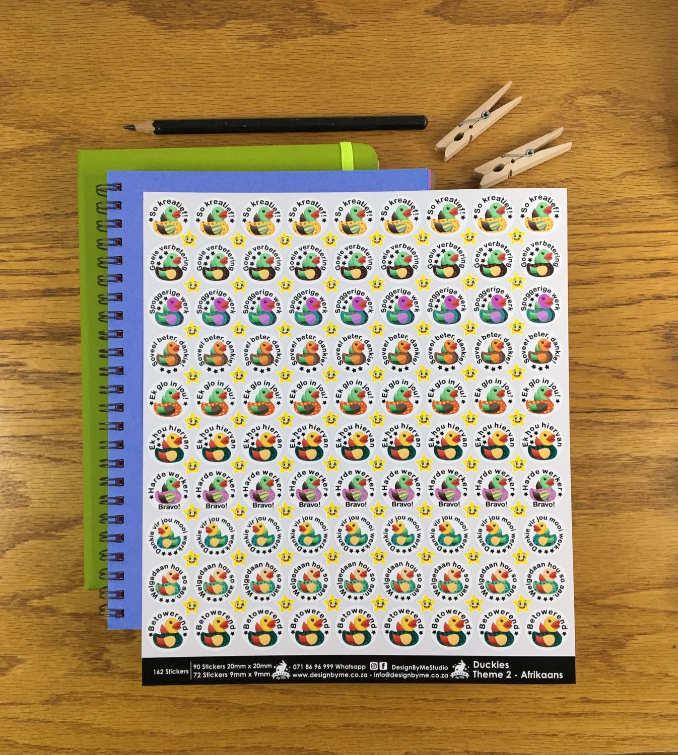 Duckies Theme 2 Reward Stickers - Afrikaans