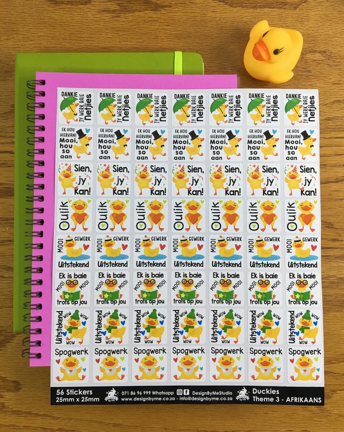 Duckies Theme 3 Reward Stickers - Afrikaans