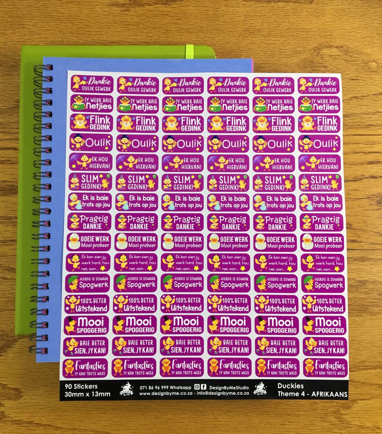 Duckies Theme 4 Reward Stickers - Afrikaans