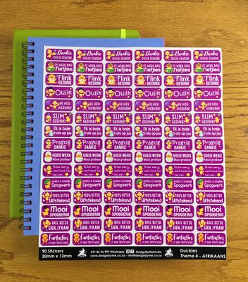 Duckies Theme 4 Reward Stickers - Afrikaans
