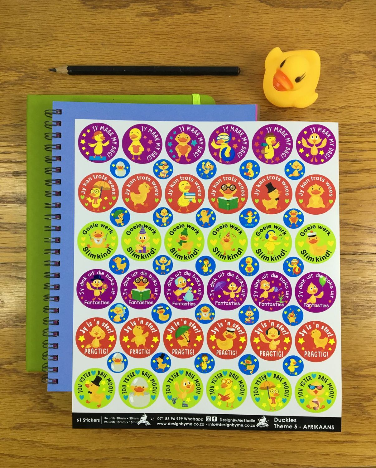 Duckies Theme 5 Reward Stickers - Afrikaans