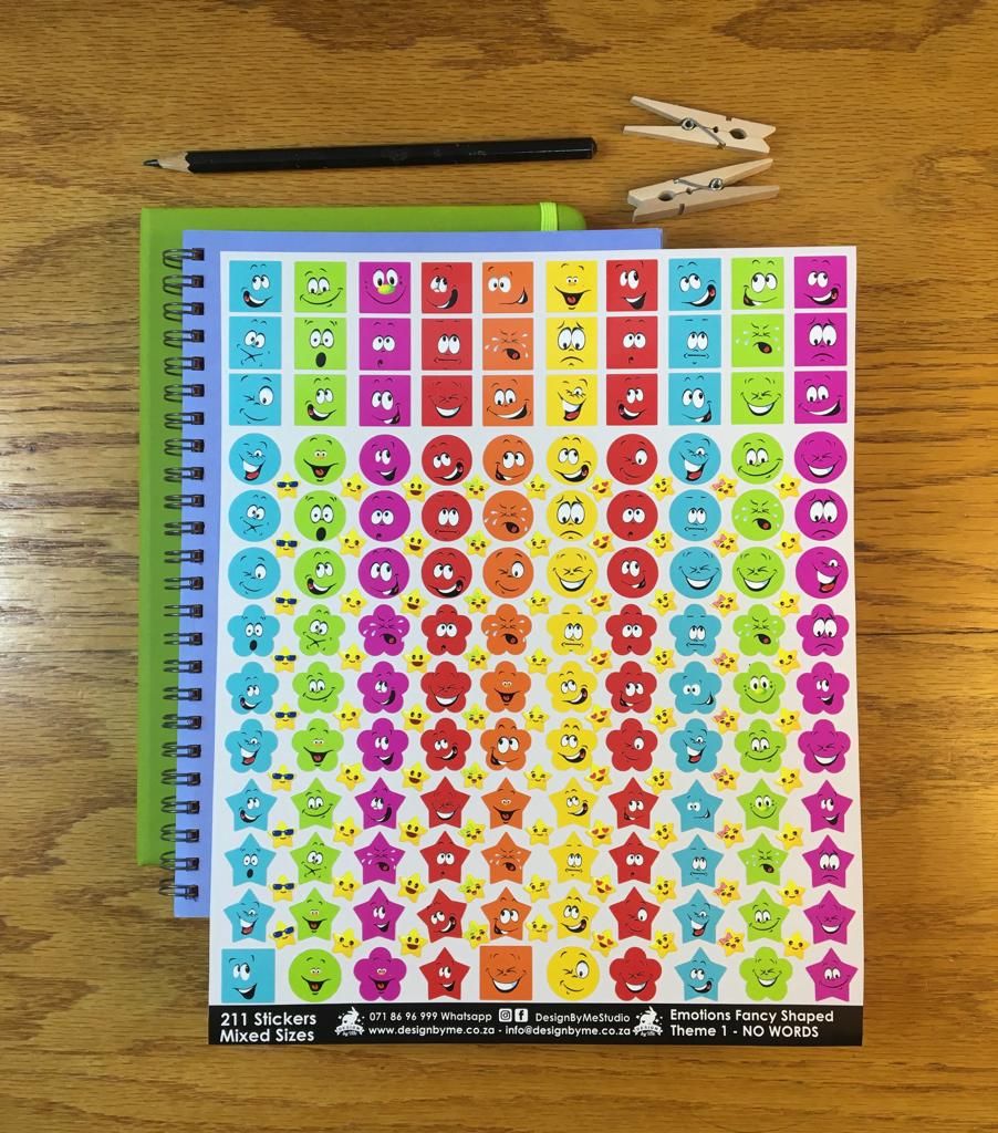 Emotions Theme 1 - NO WORDS - Fancy Shaped Stickers