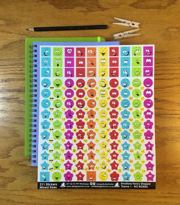 Emotions Theme 1 - NO WORDS - Fancy Shaped Stickers