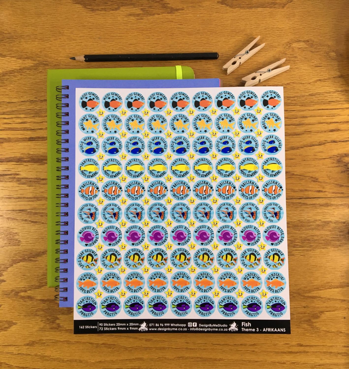 Fish Theme 3 Reward Stickers - Afrikaans