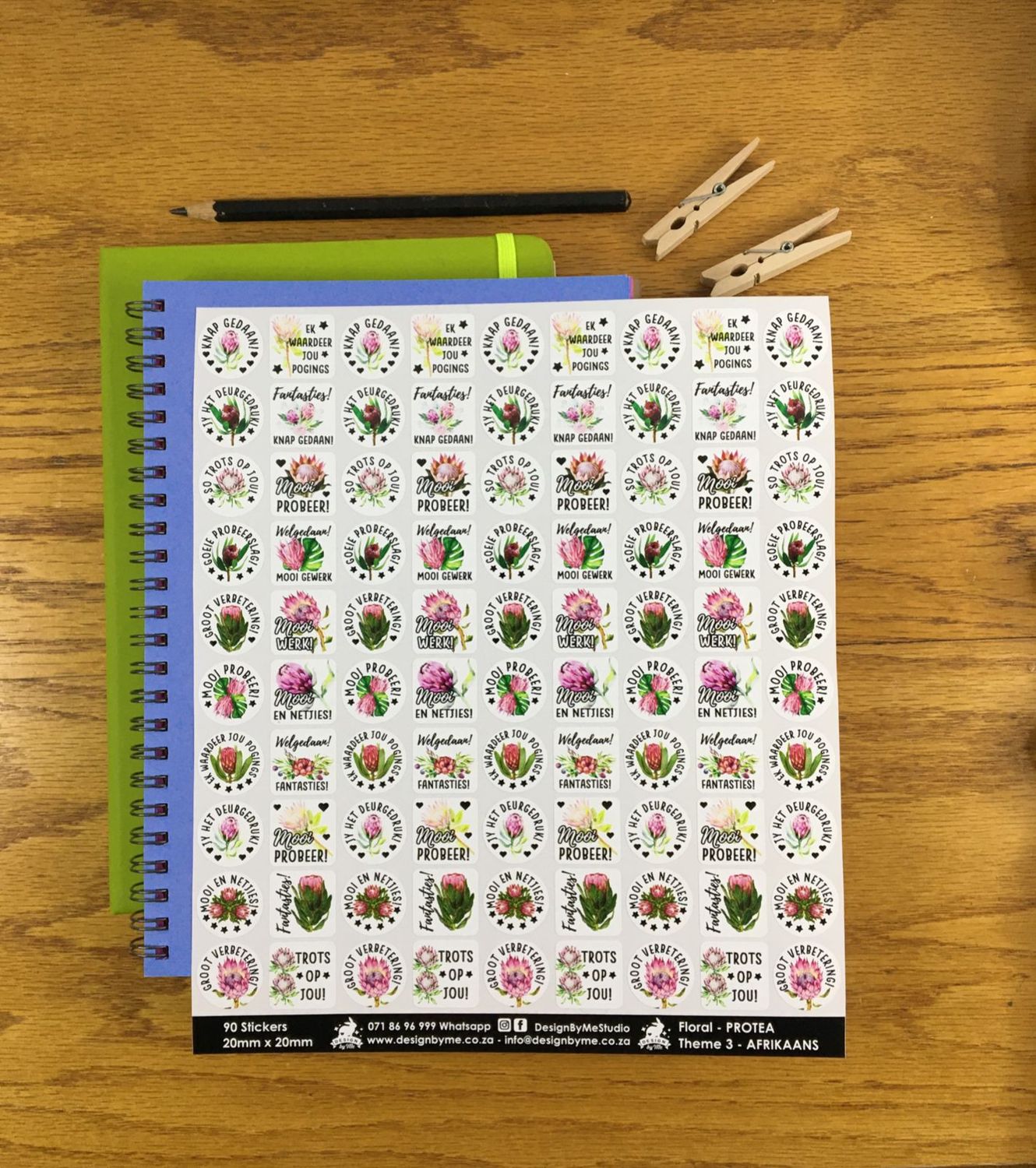 Floral Theme 3 Protea Reward Stickers - Afrikaans